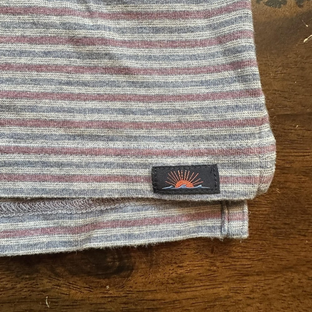 Faherty Brand Polo Shirt Mens XXL Gray Red Stripe‎ Pima Cotton Stretch Casual - Picture 3 of 8